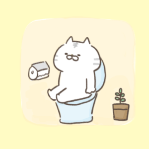 イラストフリー素材ゆるい落書き風ねこ!【トイレ】ビジネス(商用)にも♪